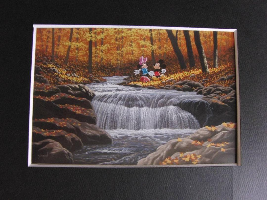 真作】谷口英雄/湖畔図/山水風景図/横物/岩絵具/掛軸☆宝船