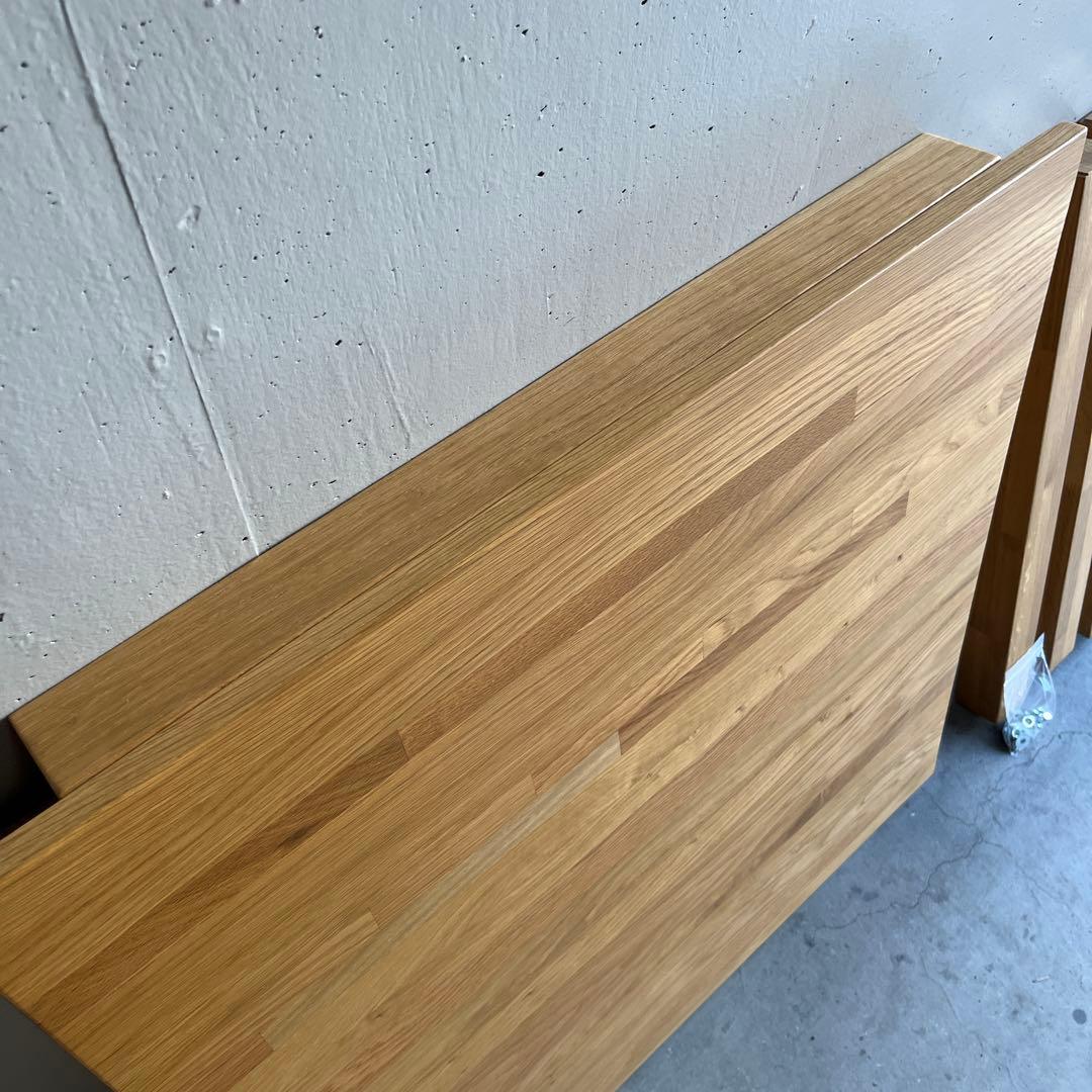 美品★無印 木製テーブル 引出付 節あり　幅８０ｃｍ・オーク材