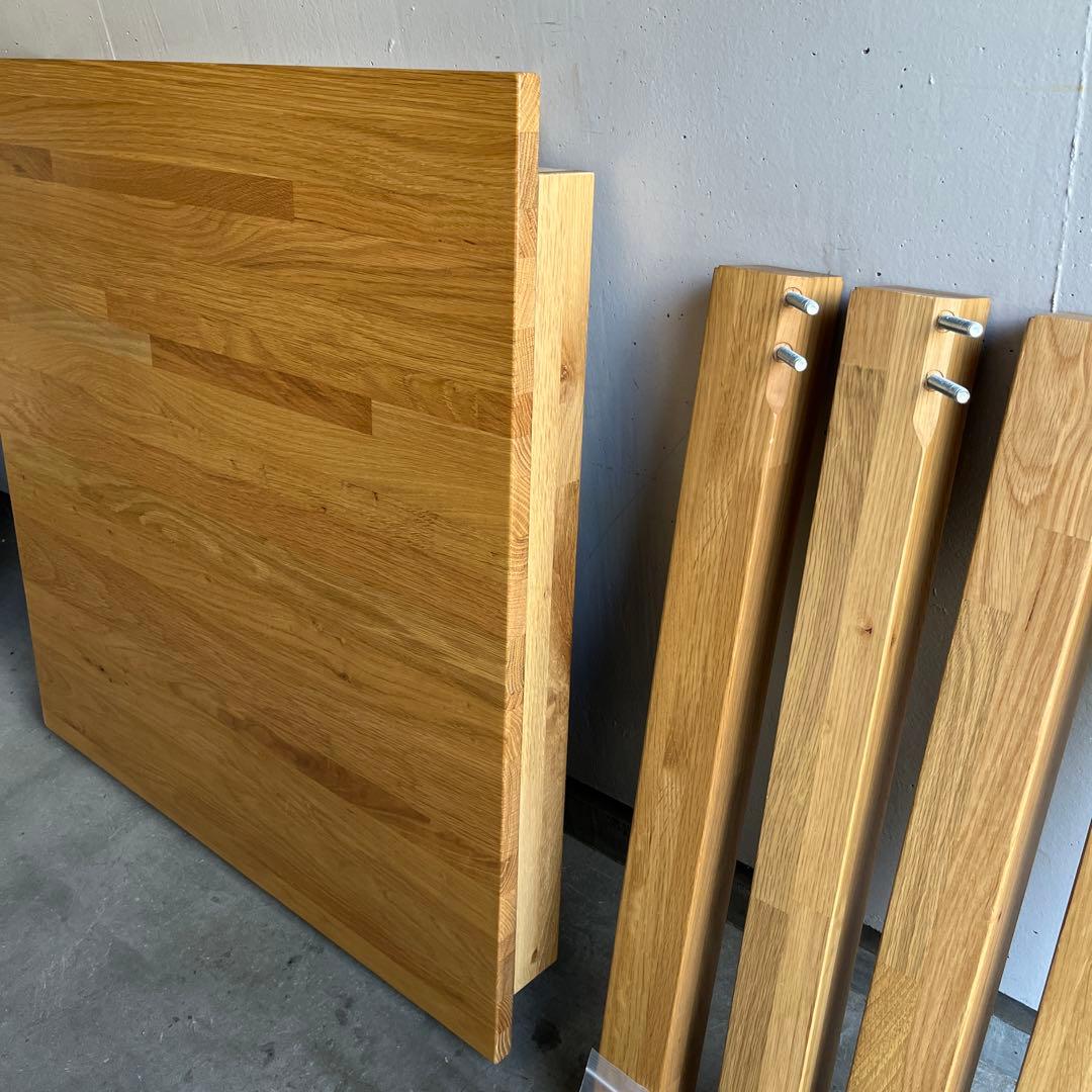 美品★無印 木製テーブル 引出付 節あり　幅８０ｃｍ・オーク材