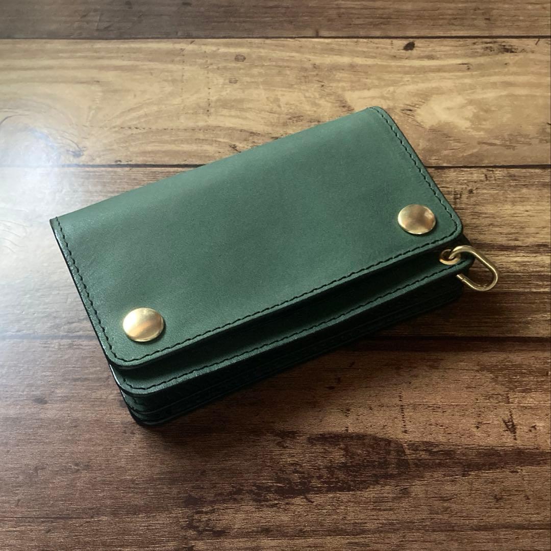 【BMX】ミドルトラッカーウォレット ダークグリーン【お札を折らずに収納】