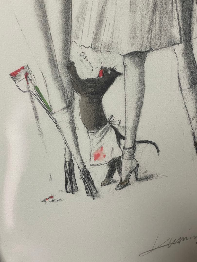 金子國義リトグラフに手彩色希少品