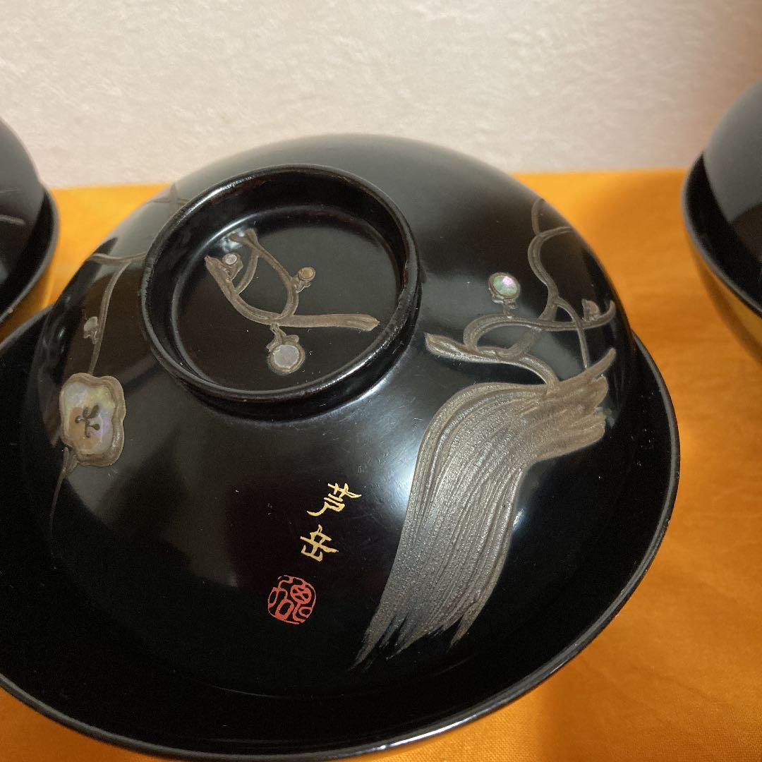 塗り椀 葡萄 螺鈿 10点 古美術 ☆