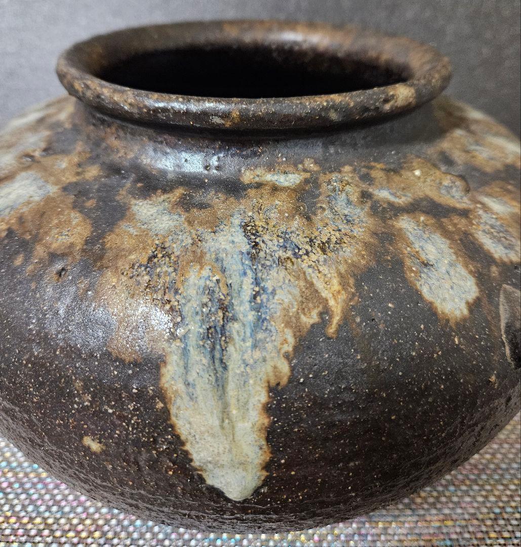 時代古陶磁器❗】江戸時代後期～明治時代 窯変 丸壺 花入れ 高