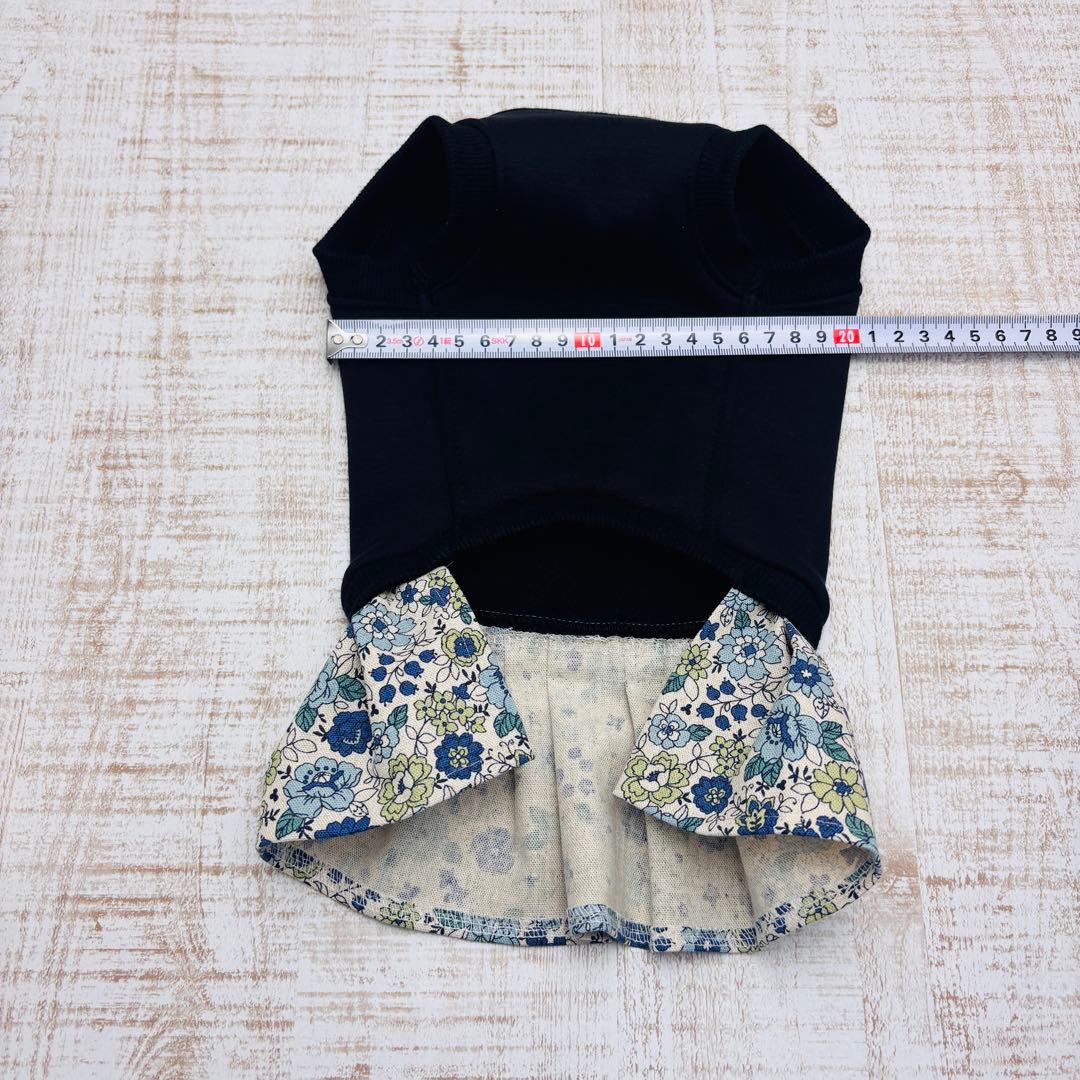 オーダーページ】犬服 ボンバーヒート黒×ブルー花柄ツーピース