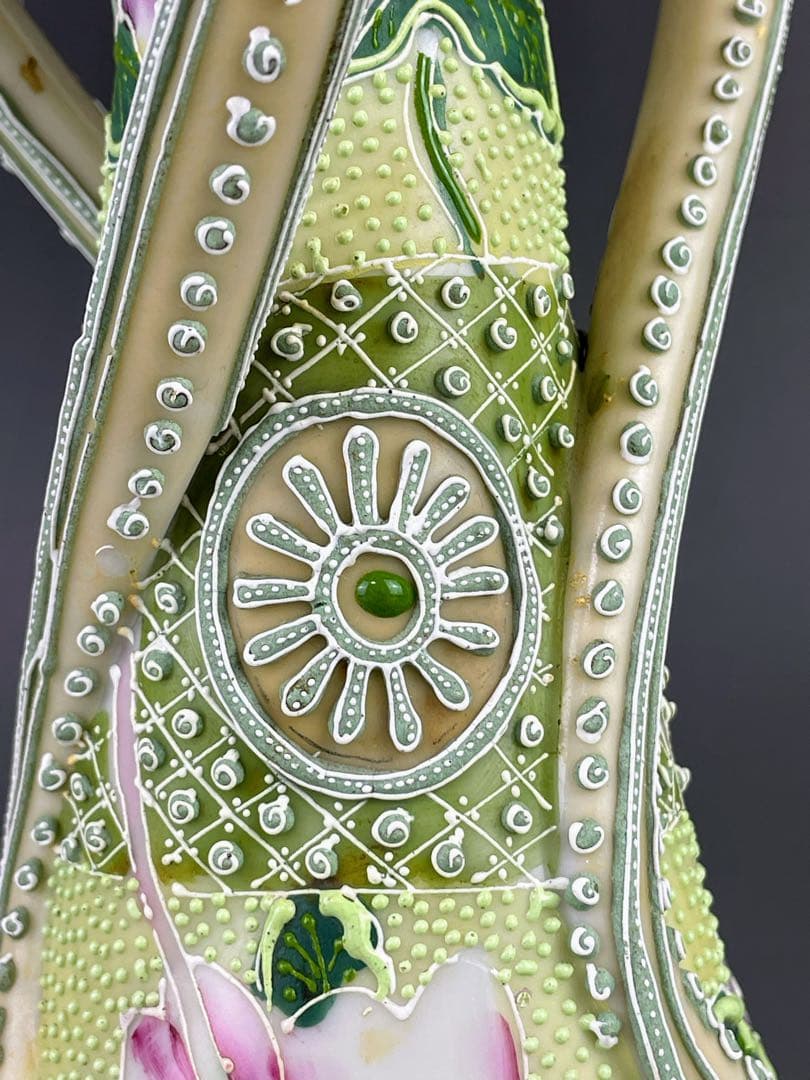 希少】オールドニッポン 約25．3cm 花紋 一陳盛上げ アールヌーボー