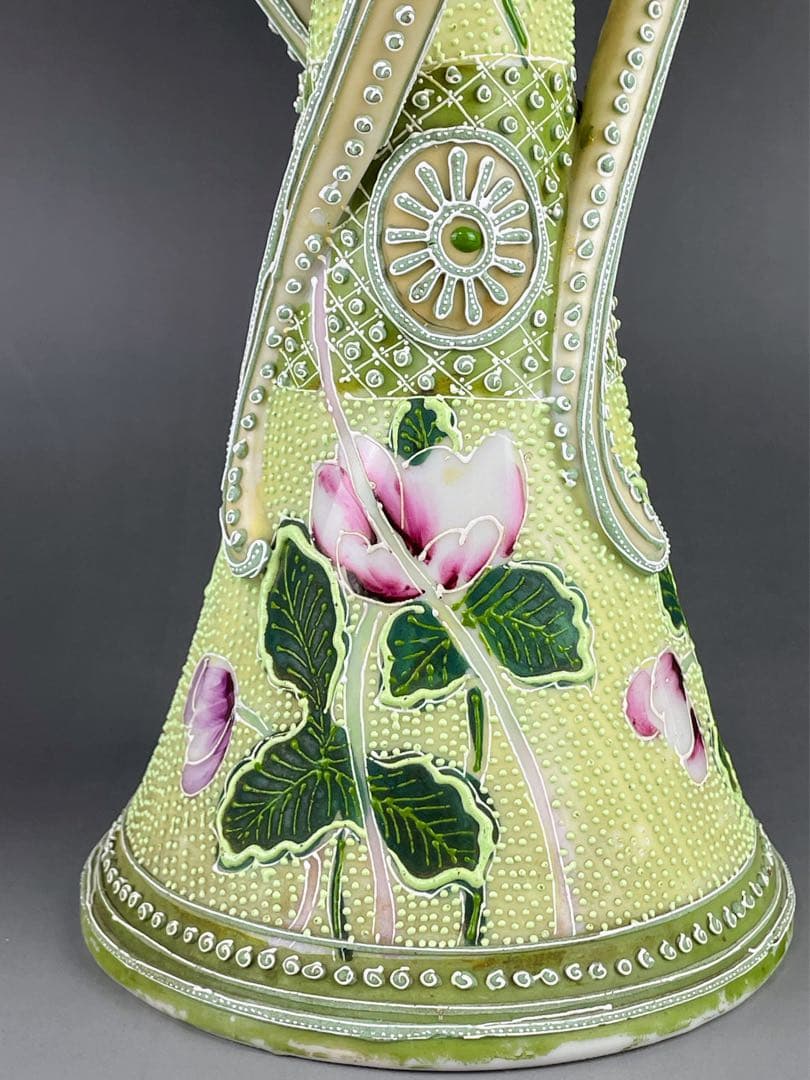 希少】オールドニッポン 約25．3cm 花紋 一陳盛上げ アールヌーボー