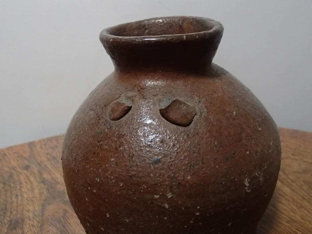 骨董　花瓶　越前お歯黒壺