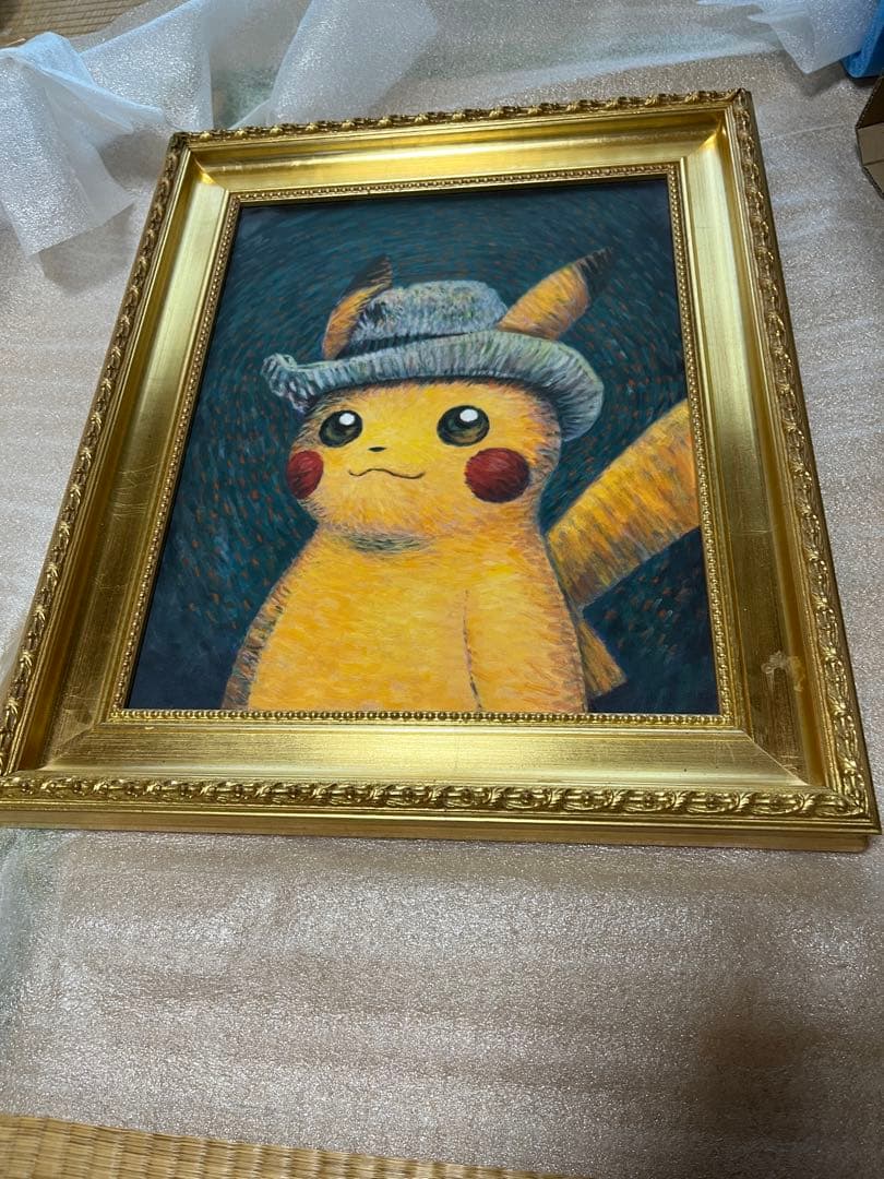 ゴッホピカチュウ 金枠 Mサイズキャンバスアート ヴァン・ゴッホ美術館