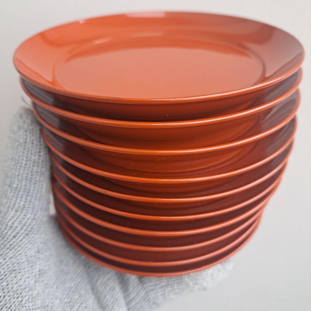 【京都漆器　楪子×10客】天然木製　洗朱色　長期保管品