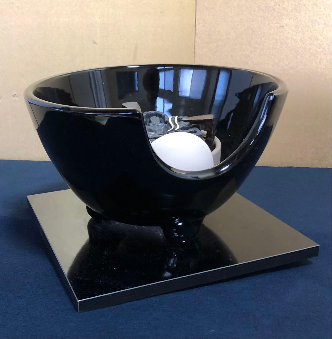 《R》茶道具 黒真塗 野々田式 風炉型電熱器 B 元箱付 ② 1f