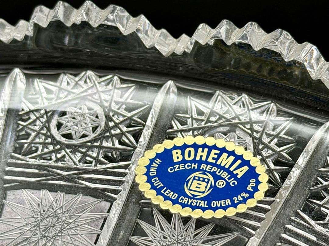 未使用】ボヘミアクリスタル 大型コンポート 35cm チェコ製 飾り皿