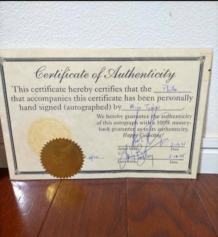 マイク・タイソン サイン入り写真 額入り認証書付き