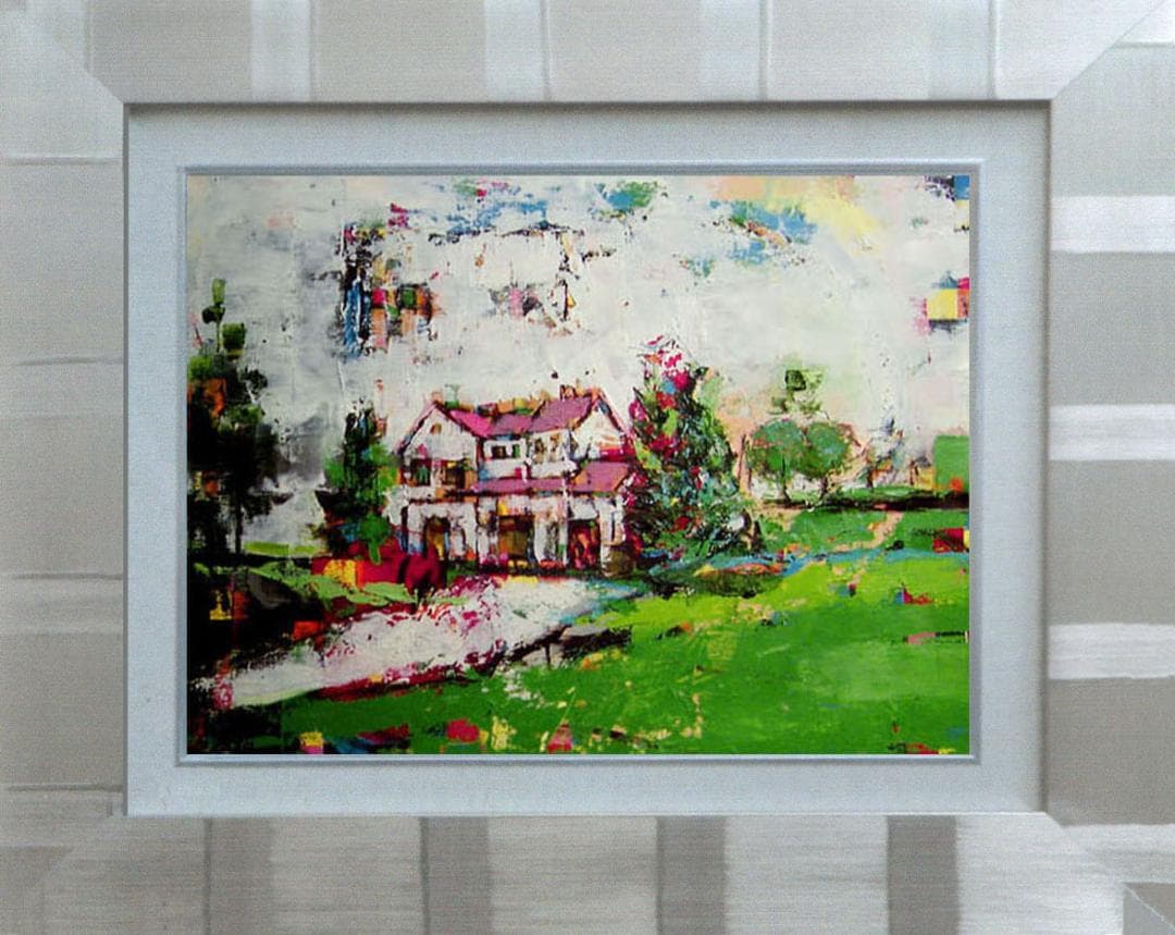 油絵 菅家令子 絵 絵画 インテリア 額付(白) uF6-060704 風景