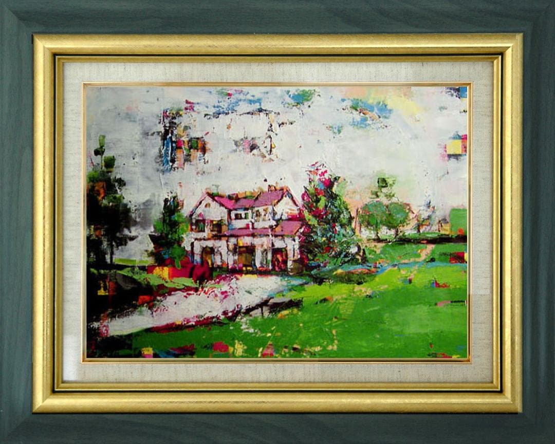 油絵 菅家令子 絵 絵画 インテリア 額付(白) uF6-060704 風景