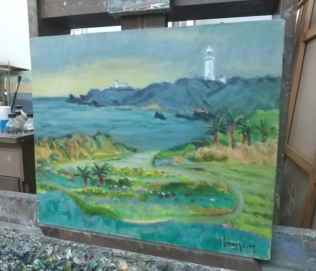 「雨後 」房州白浜 F8 絵画 油絵 油彩画 風景画 アート