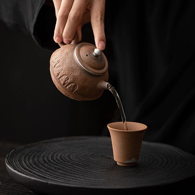 中国茶器 岩泥-敦煌壺 茶壺 煎茶具 茶器 新品未使用品