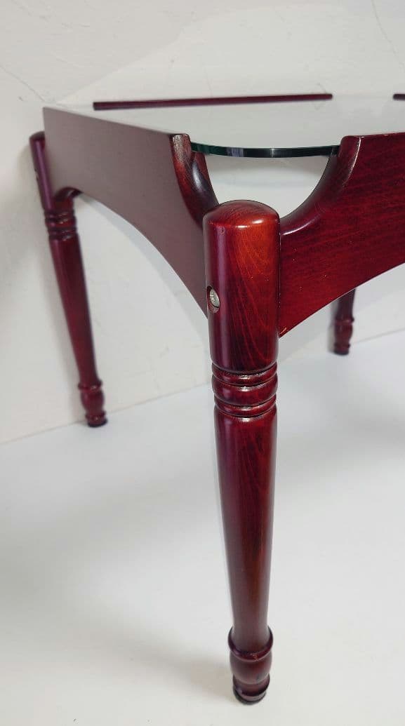 ガラステーブル 木製脚 コーヒー珈琲テーブル サイドテーブル 机