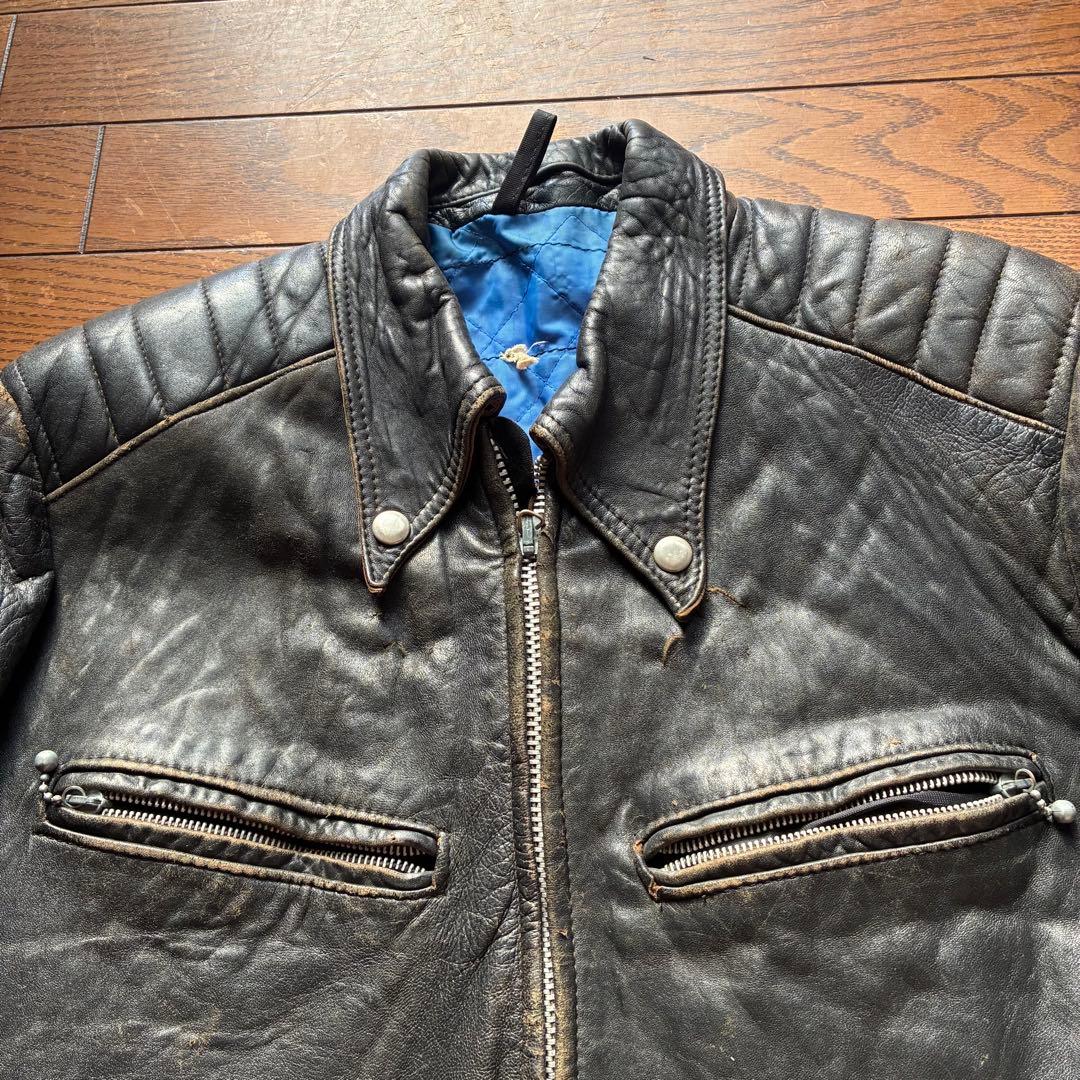 雰囲気抜群】70s Kett Leathers ダブルライダース 茶芯