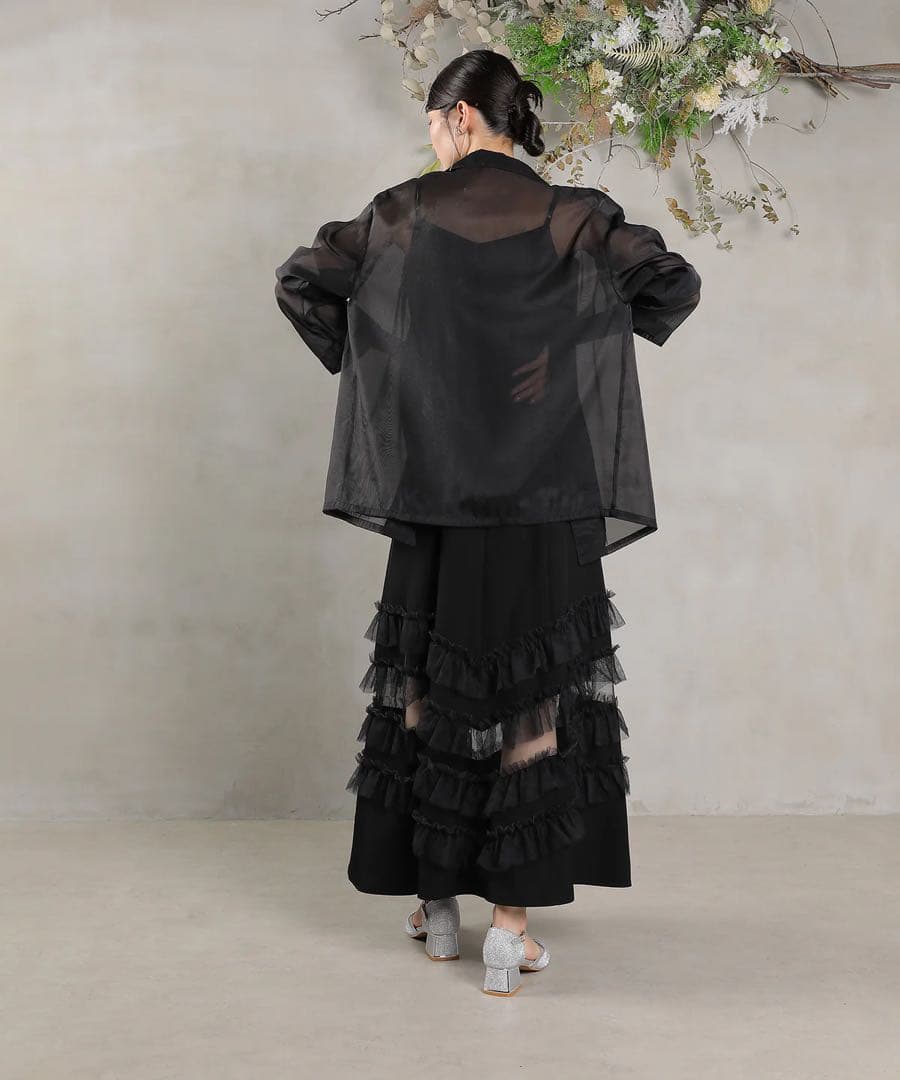 裾フリルキャミワンピース シアージャケット 2点セット ドレス