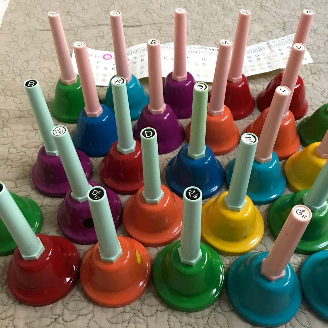 全音ミュージックベル 27音セット（2音欠、スペア1音）レインボーカラー