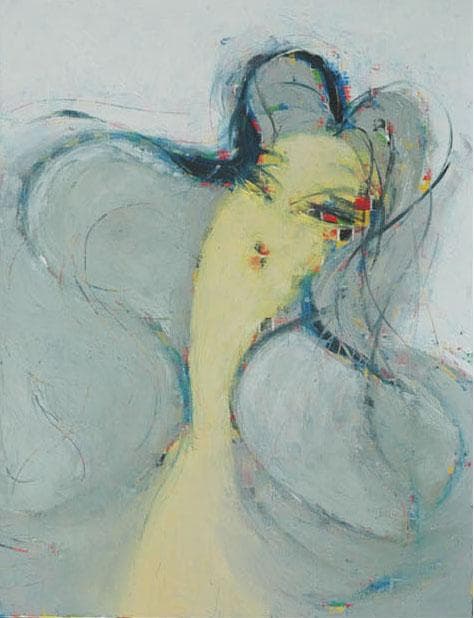 絵画額付( 青緑＋金色の枠 ) 油絵F6-080912私の愛しい女たち