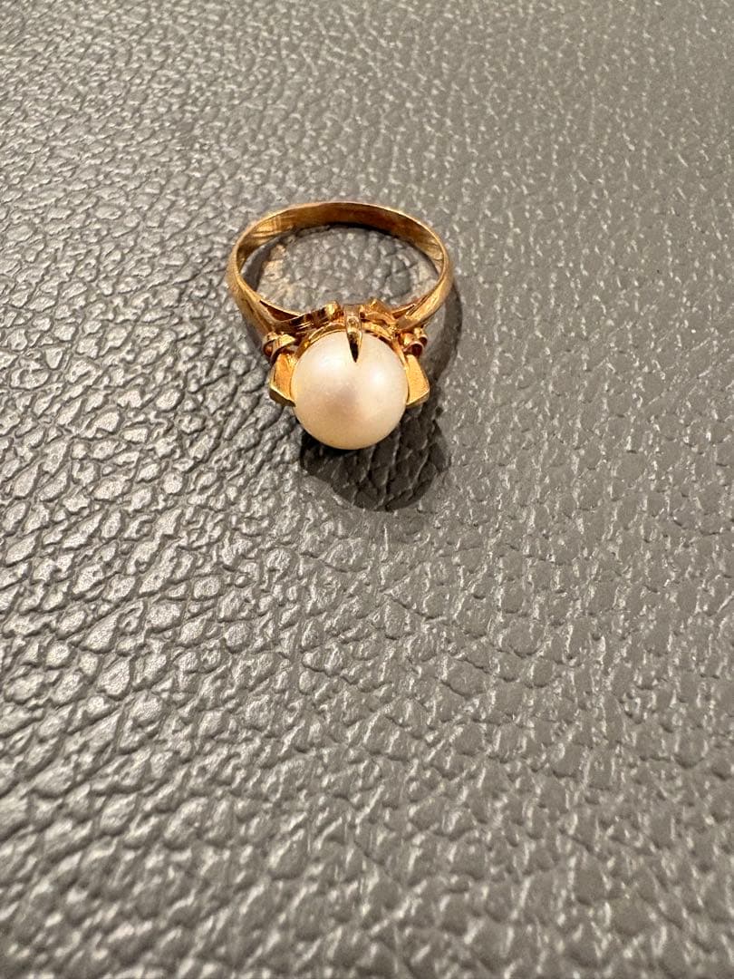 K18 ゴールド パール付きリング 35g