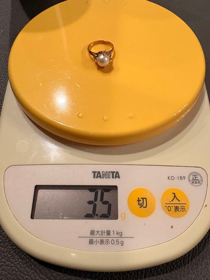 K18 ゴールド パール付きリング 35g