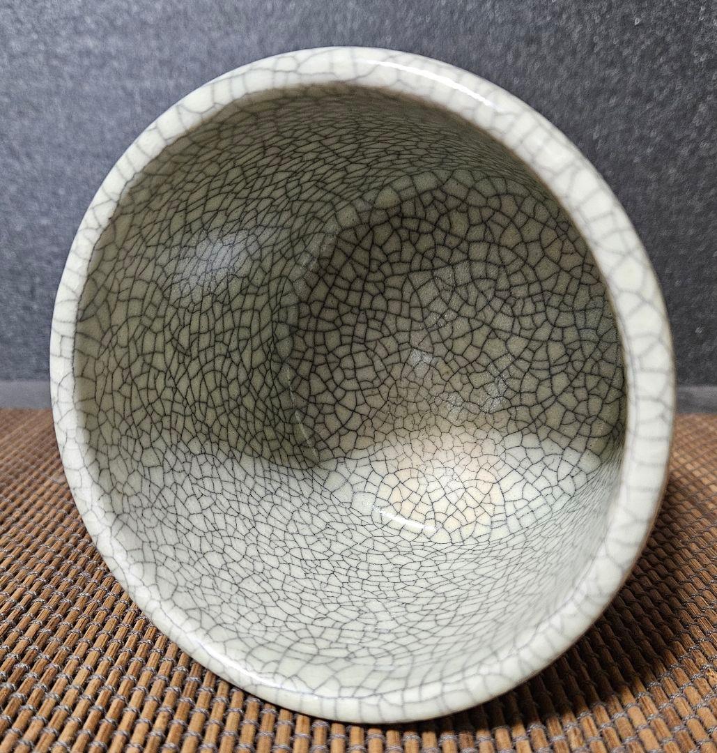 明治時代　膳所焼　ぜぜ焼　氷裂文様　香炉　火入れ　茶道具　茶器　香道具　香器