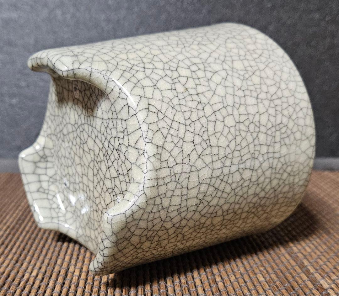 明治時代　膳所焼　ぜぜ焼　氷裂文様　香炉　火入れ　茶道具　茶器　香道具　香器