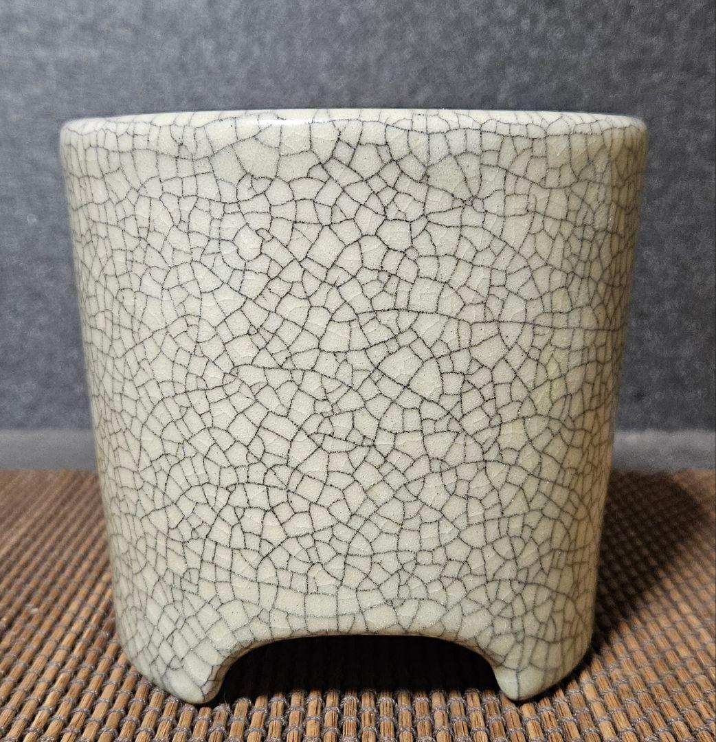 明治時代　膳所焼　ぜぜ焼　氷裂文様　香炉　火入れ　茶道具　茶器　香道具　香器