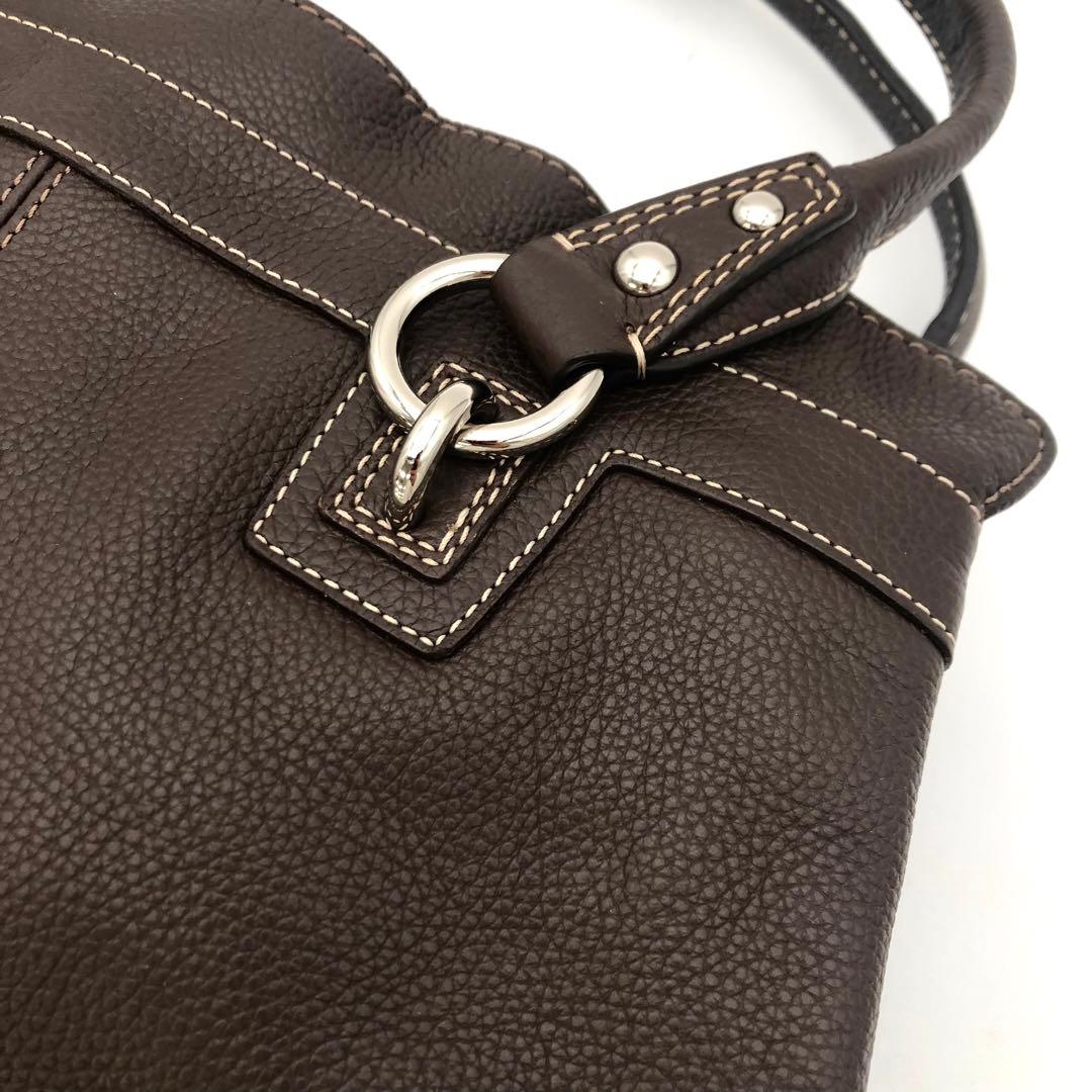 R【新品未使用】COACH ダークブラウン レザー ハンドバッグ