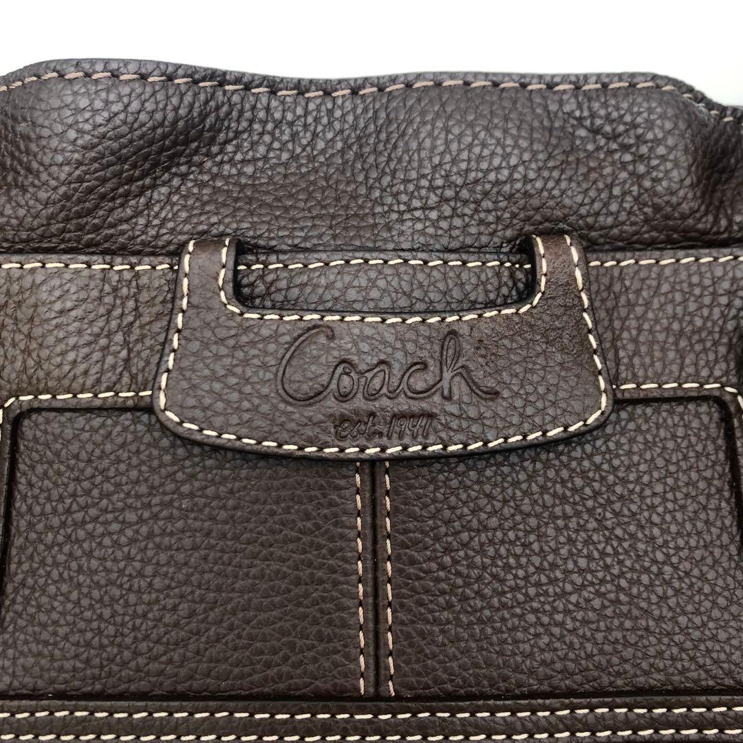 R【新品未使用】COACH ダークブラウン レザー ハンドバッグ