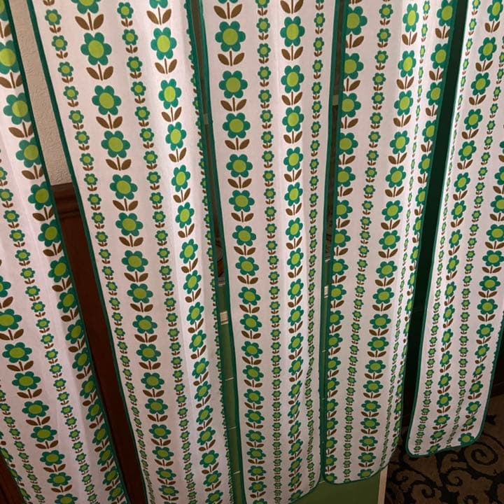 昭和レトロ 布のれん 花柄 ロング レトロポップ 当時物