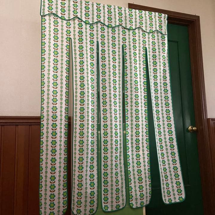 昭和レトロ 布のれん 花柄 ロング レトロポップ 当時物