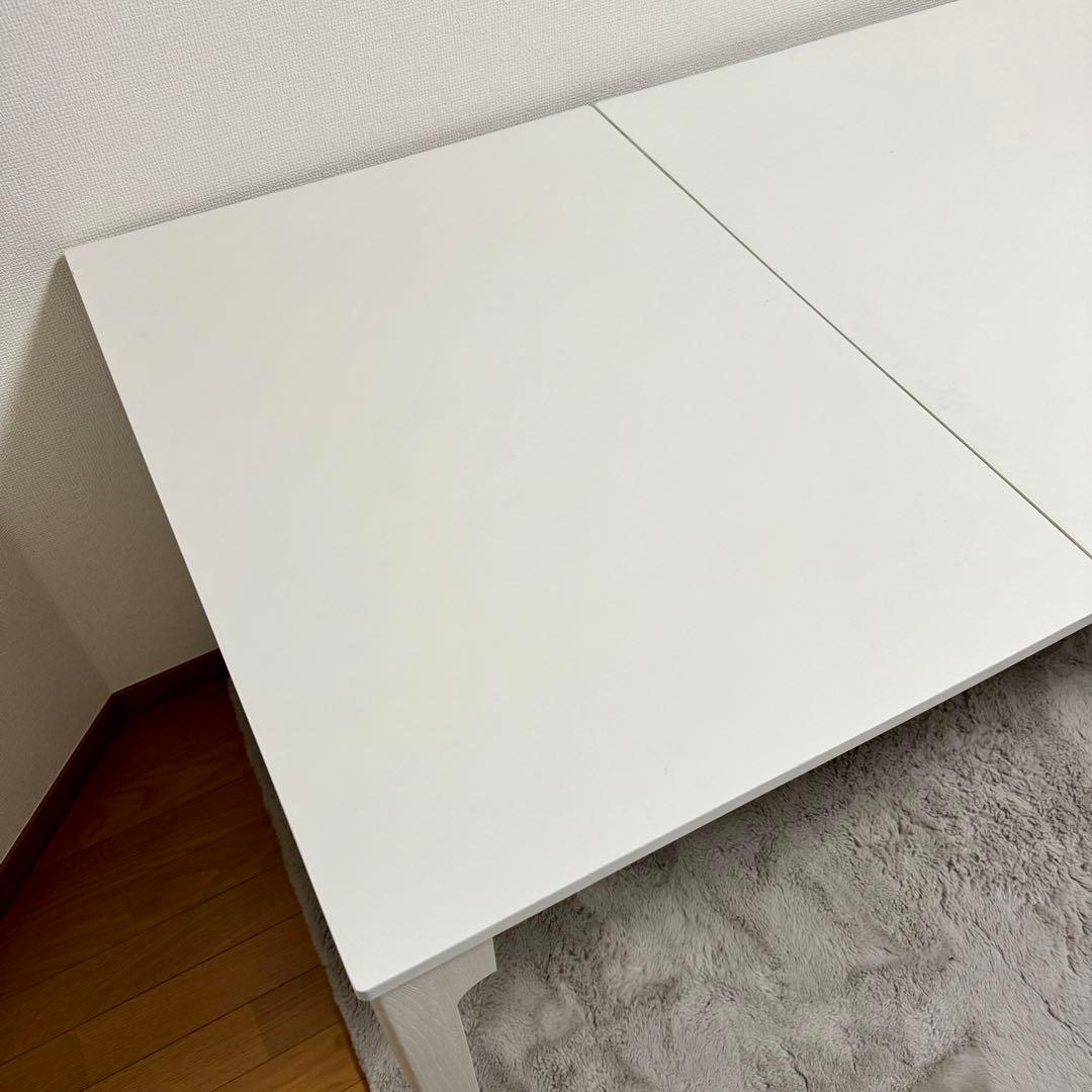【れー】IKEA エーケダーレン ダイニングテーブル　ホワイト 伸長式