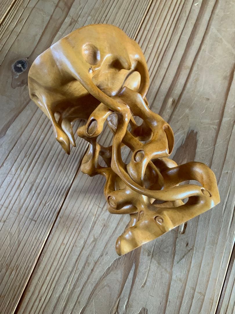 黄楊花台 天然彫り 木彫花台 盆栽花台 根木台