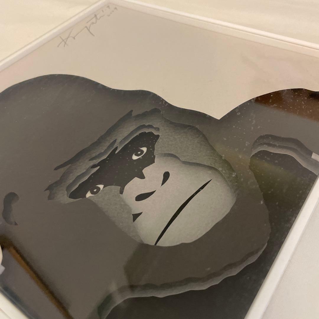 造本作家　駒形克己　パンダ　ゴリラ　壁掛け2点セット　彫紙アート　サイン入り