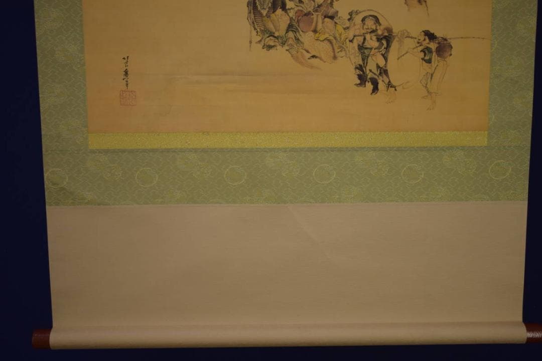 複製/葛飾北斎/富士山水七福神図/横物/工芸/布袋屋掛軸HI-637