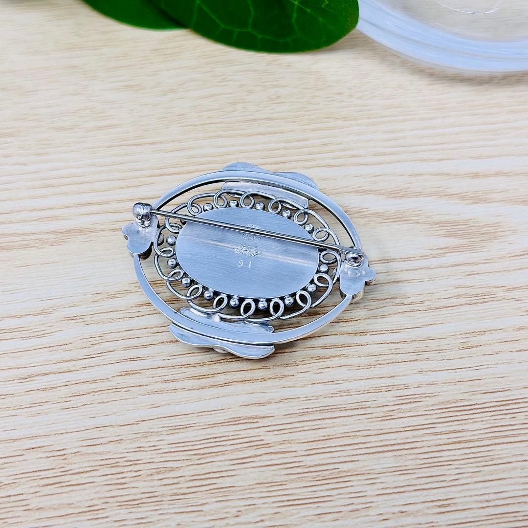 GEORG JENSEN 91 ヘマタイト シルバー ブローチ 925S