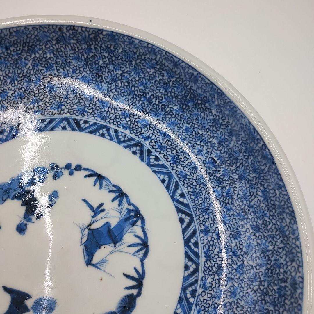 鉢□菊形六角染付丼鉢 太明成化年製 江戸期 天保 六角鉢 菓子器 時代物