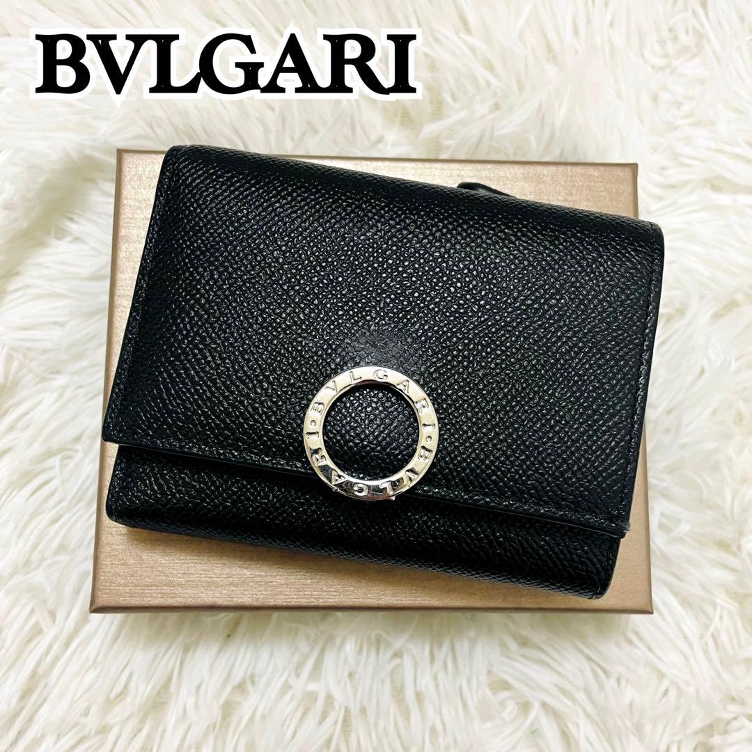 極美✨付属完備✨BVLGARI 三つ折り財布 ビーゼロワン レザー 黒 現行
