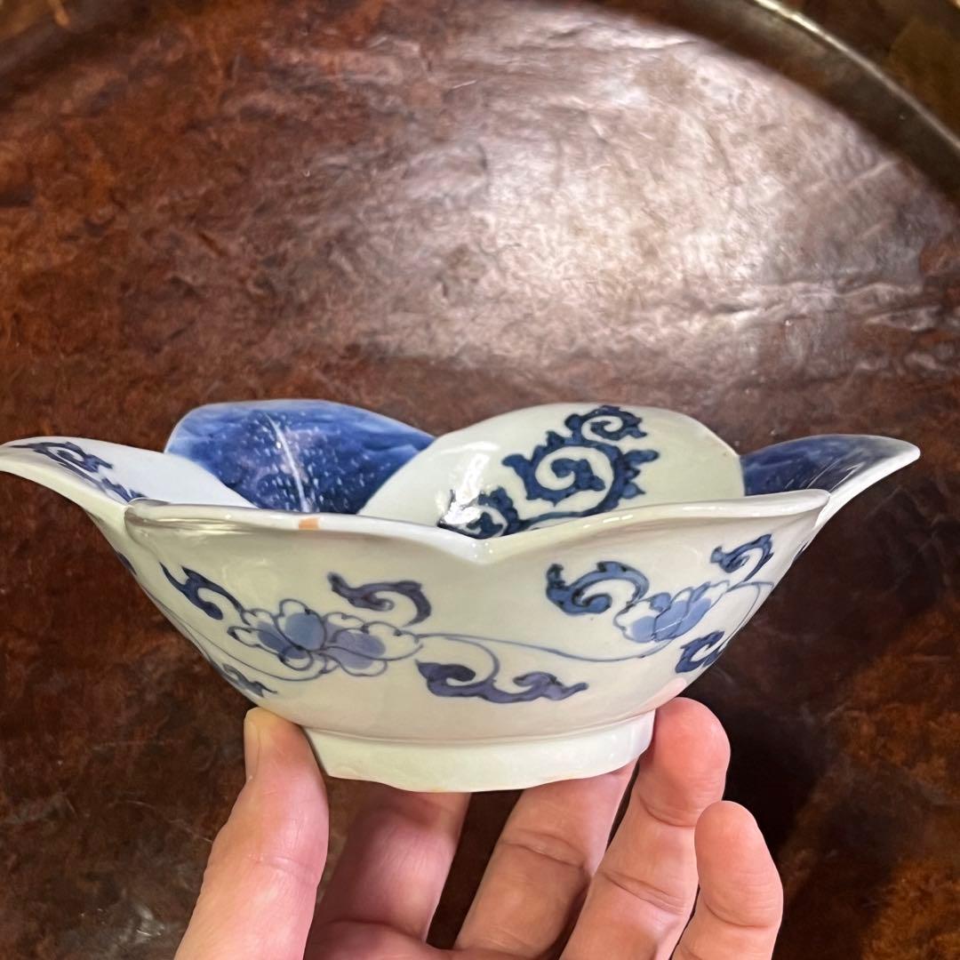 古伊万里 蝶 唐草 無傷完品 蛸唐草 花唐草 藍九谷 柿右衛門