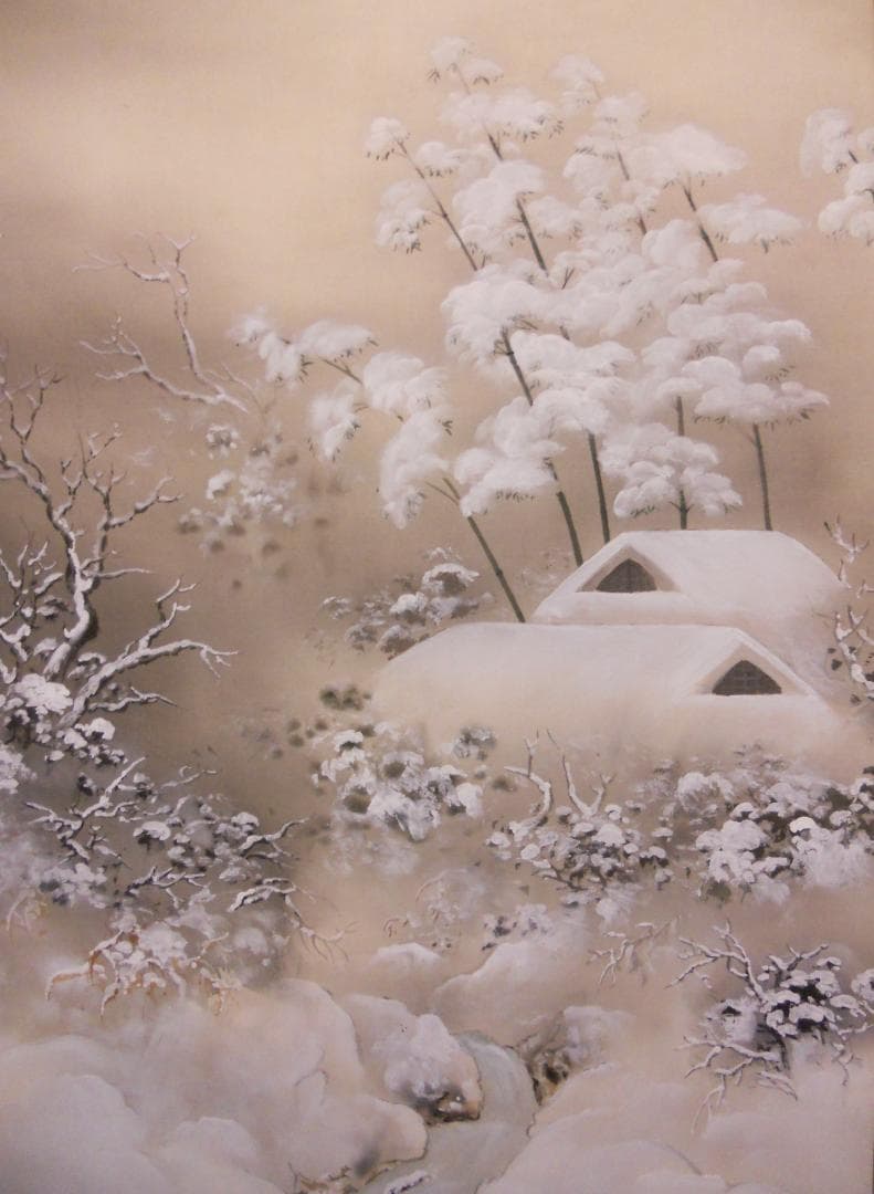 掛け軸 忠義 彩色山水 絹本 希少 軸装 茶道具 掛軸 美品 二重化粧箱 です。