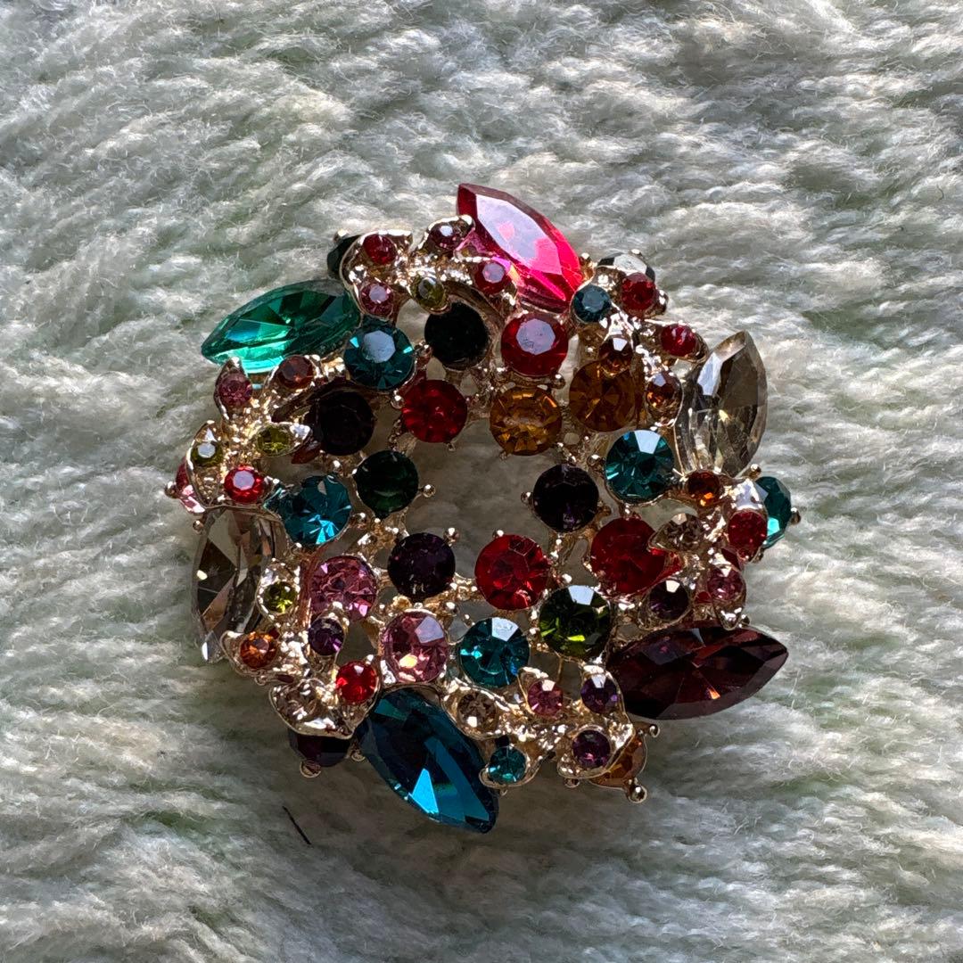 カラフルクリスタル調ストーンのブローチ ペンダントヘッド コンパクト