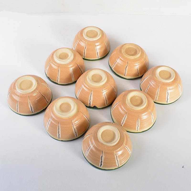 茶道具 桃山窯 林英二造 赤織部 数茶碗 9客 共箱 V 6116C