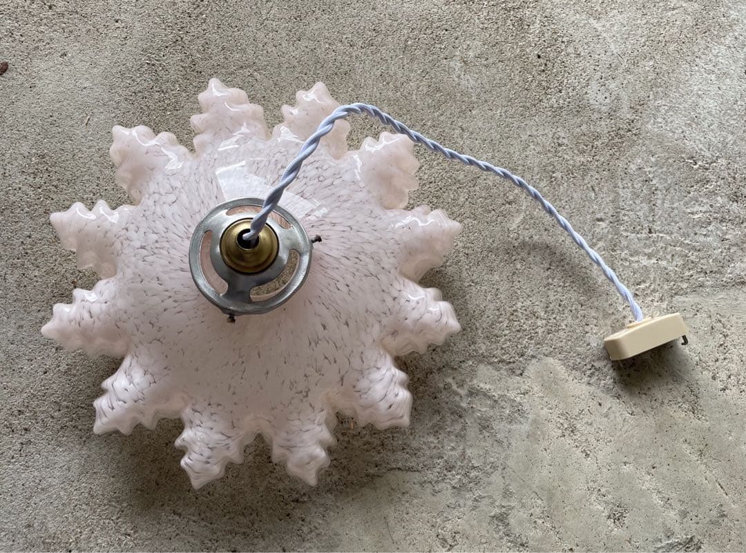 83. 40's フランスアンティーク 古民家 ガラスシェードペンダントランプ