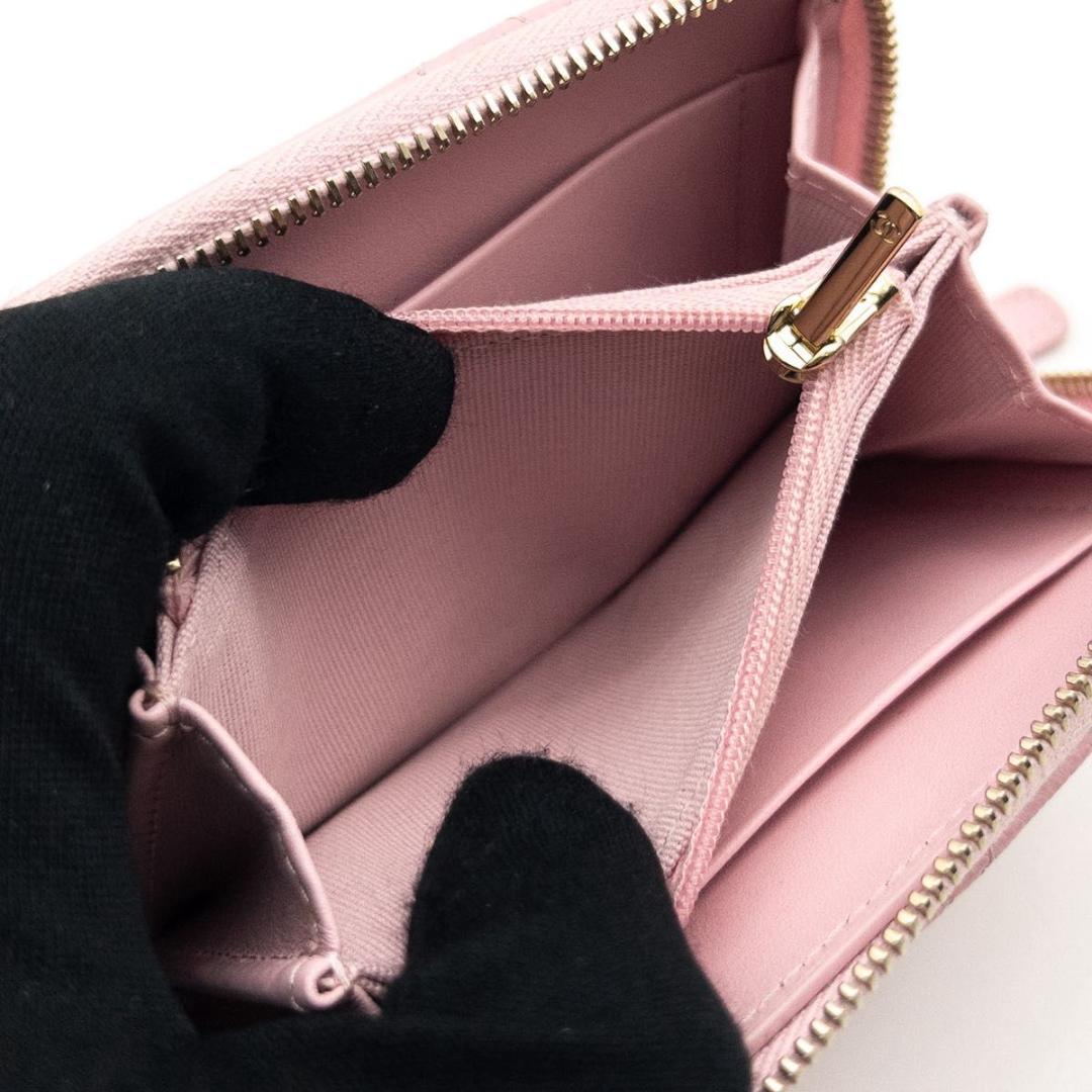【極美品】CHANEL マトラッセ　コンパクトウォレット　キャビアスキン　ピンク