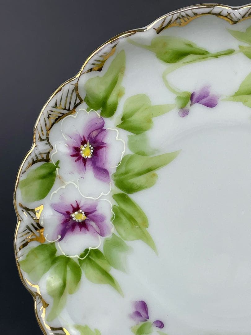 美品】オールドノリタケ パンジー紋 ティーカップ2組 ビオラ 三つ脚 猫足