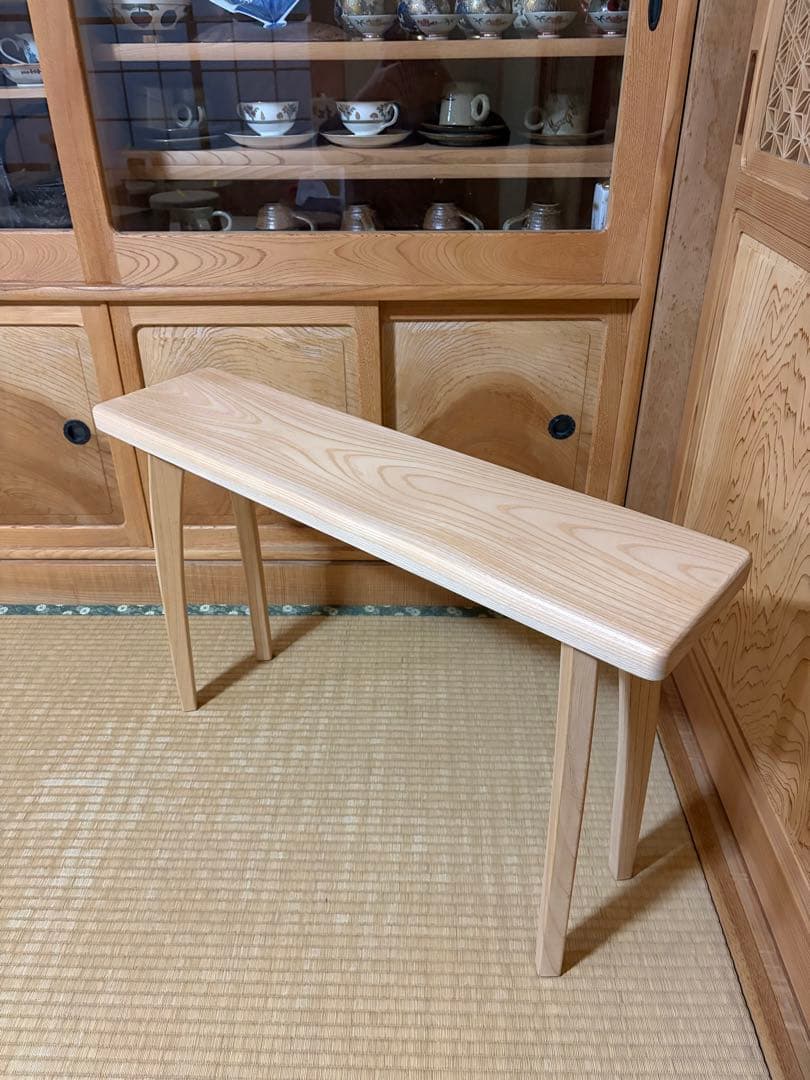 1336建具屋58年のおじいさんの手作り木製サイドテーブル、イス、スツール