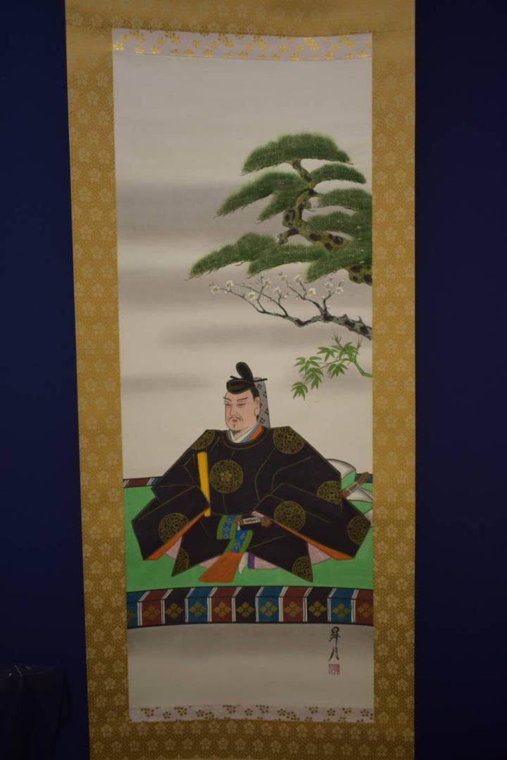 複製/昇月/松竹梅/天神図/工芸/布袋屋掛軸HI-748